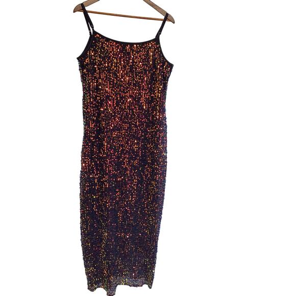 Wild Fable Purple Rainbow Sequins Sleeveless Stretch Maxi Dress XXL - Picture 2 of 6